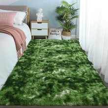 Load image into Gallery viewer, DweIke Fluffy Dark Green Rugs for Bedroom Living Room, 8x10 Large Soft Plush Shaggy Tie-Dyed Forest Moss Green Girls Boys Kids Rug, Non-Slip and Machine Washable Carpet for Dorm Nursery Decor
