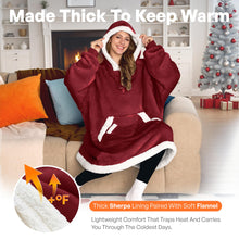 Load image into Gallery viewer, Giggling Getup Wearable Blanket Hoodie for Women Men Gifts for Women Mom Wife Sherpa Fleece Hooded Blanket Sweatshirt Warm Cozy Sherpa Wearable Throw with Pocket &amp; Sleeves for Adult Standard Burgundy
