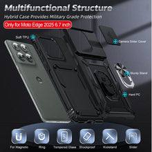 Load image into Gallery viewer, LeYi for Motorola Edge-2025 Case: [𝐍𝐨𝐭 𝐅𝐢𝐭 𝐌𝐨𝐭𝐨 𝐆 𝟐𝟎𝟐𝟓], Moto Edge 2025 Case with Camera Cover, Military-Grade Cell Android Smartphone Phone Cover Funda para with Ring Kickstand, Black
