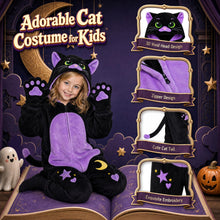 Load image into Gallery viewer, GIFTINBOX Halloween Cat Costume for Girls, Kids Black Cat Animal Onesie S
