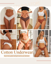 Load image into Gallery viewer, Sth Big Womens Cotton Underwear Sexy Lace Brazilian Panties Soft Breathable Cotton Cheeky Underwear for Ladies 6 Pack (6A, Medium)
