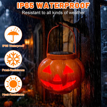 Load image into Gallery viewer, BRIGHTDECK Halloween Pumpkin Solar Lanterns 2 Pack, Jack O Lantern Pumpkin Lights for Halloween Decorations Outdoor, Weatherproof &amp; Portable Fall Yard Decor (2Pack Red＆Green)
