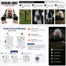Load image into Gallery viewer, Hourleey Halloween Decorations Outdoor, Sound Activated Climbing Zombie Groundbreaker with Lighted Eyes and Scary Sound, Animated Halloween Decor for Yard Lawn Graveyard Haunted House Prop
