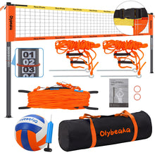 Load image into Gallery viewer, Professional Volleyball Net Set for Backyard Beach,Outdoor Height Adjustable Volleyball Net System with Heavy Duty Poles, Durable Net, PU Volleyball &amp; Pump, Carry Bag
