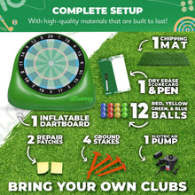 Load image into Gallery viewer, SWOOC Games – Bull Chipper™ | Giant Golf Darts (Over 6ft Tall) w/ 10+ Golf Games | Backyard Golf Game with Air Pump | Yard Games for Adults | Giant Outdoor Games for Adults and Family | Outside Games
