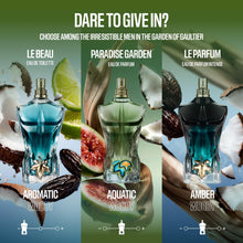 Load image into Gallery viewer, Jean Paul Gaultier Le Beau Paradise Garden Eau de Parfum for Men - Long Lasting Fresh Woody Aquatic Mens Cologne with Coconut Water, Green Fig &amp; Sandalwood - Designer Fragrance Spray, 2.5 oz
