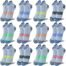 Load image into Gallery viewer, JAMEGIO Boys Socks 12 Pairs Ankle Athletic Sock Half Cushion Low Cut socks for Little Big Kids Size Age 3-10 Years(5-7 Years)

