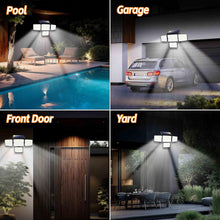 Load image into Gallery viewer, FAXBOX Solar Lights Outdoor 336 LED, Motion Sensor Security Wall Light with Remote, Split 4-Head Adjustable Design, 2400mAh Battery, Waterproof IP65 Garage, Driveway, Garden, Courtyard Lighting（2Pack
