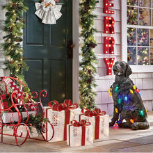 Load image into Gallery viewer, 3-Piece Lighted Gift Boxes - Pre Lit Christmas Decoration with Ribbons for Indoor/Outdoor Use (8in) - Weather Resistant Yard Home Decor with Warm UL Lights
