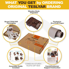 Load image into Gallery viewer, TESLYAR Wood Phone Docking Station for Men - Desk or Nightstand Organizer - Birthday Gifts for Husband or Dad - Anniversary Idea from Wife - Key Holder, Stand Wallet, Watch &amp; Essentials (Brown)
