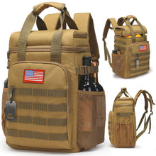 Load image into Gallery viewer, Tactical Backpack Cooler,Lunch Backpack for Men Work with Handle，Soft Cooler Backpack Insulated Waterproof Leak Proof，Heavy Ice Chest Backpack for Hiking Camping(Brown)
