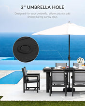 Load image into Gallery viewer, SERWALL Patio Dining Sets for 6, Outdoor HDPE Dining Set with Umbrella Hole Cut-Out Table and 6 Woven Chairs, Black
