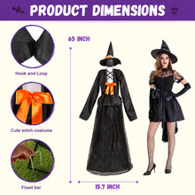Load image into Gallery viewer, Halloween 65inch Light Up Witch Decoration Set of 3 Outdoor Graveyard Atmosphere Prop with Metal Base, Water-Proof Solar Powered Control Box &amp; Remote LED Witches for Yard Haunted House Horror Decor
