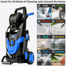 Load image into Gallery viewer, New Upgrade Pressure Power Washer 4800PSI w/4 Quick Connect Nozzles, Inlet Hose &amp; Filter&amp;500ML Soap Tank, High Cleaning Machine for Cars/Fences/Driveways/Patios/Home Cleaning,Blue
