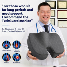 Load image into Gallery viewer, TushGuard Seat Cushion - Memory Foam Sitting Pillow for Office Chair, Car Seat, Airplane, Bleacher - Sciatica &amp; Hip &amp; Coccyx Pain Relief Desk Chair Cushion for Long Sitting Office Workers, Car Drivers
