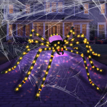 Load image into Gallery viewer, 5.5FT Giant Spider Halloween Decorations with 100LED, Pre-Lit Scary Spider
