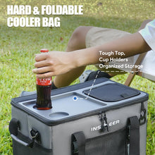 Load image into Gallery viewer, INSMEER Soft Cooler Bag with Hard Shell &amp; 2 Cup Holders, Portable 40L/70 Cans Collapsible Cooler Bags Insulated with Leakproof for Travel, ice chests and Cooler Lunch Box for Beach Camping Picnic
