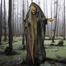 Load image into Gallery viewer, Haunted Hill Farm Life-Size Scary Poseable Talking Witch, Halloween Animatronic with Touch Activated Lights and Sound, Battery Operated Indoor or Covered Outdoor Halloween Decorations, Halloween Prop
