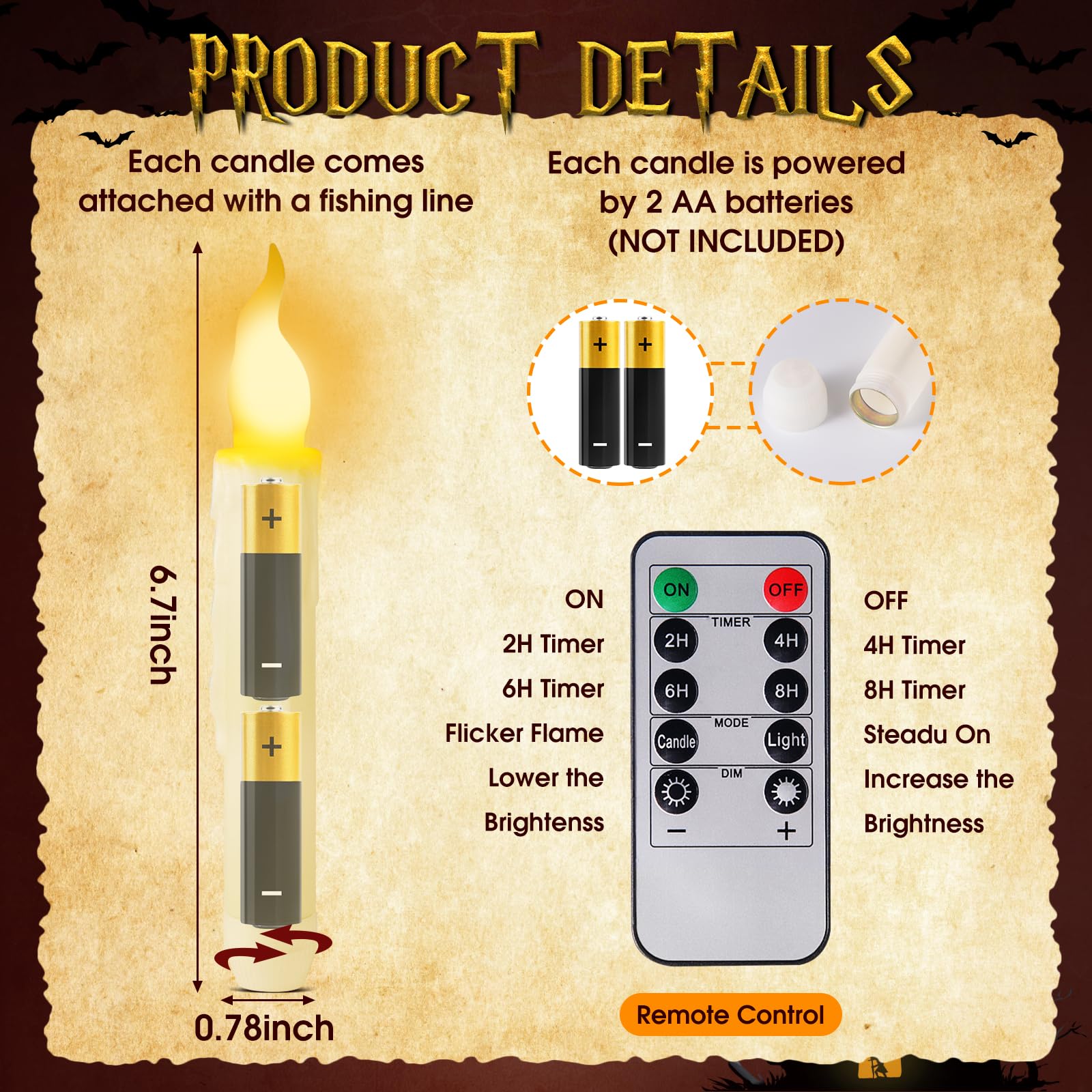 Load image into Gallery viewer, Qmioti Floating Candles with Wand Timer Remote Control - 12 Pack Flickering Warm Light LED Candle, Halloween Decorations for Indoor Outdoor Home Room, Party, Birthday, Wedding (White)