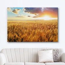 Load image into Gallery viewer, Canvas Prints Wall Art - Beautiful Scenery/Landscape Sunset Over Wheat Field | Modern Home Deoration/Wall Art Giclee Printing Wrapped Canvas Art Ready to Hang - 12" x 18"
