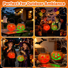 Load image into Gallery viewer, BRIGHTDECK Halloween Pumpkin Solar Lanterns 2 Pack, Jack O Lantern Pumpkin Lights for Halloween Decorations Outdoor, Weatherproof &amp; Portable Fall Yard Decor (2Pack Red＆Green)
