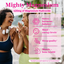 Load image into Gallery viewer, Pink Stork Magnesium Supplement for Women with Vitamin D - Mood, Natural Calm &amp; Energy Levels - Digestion, Heartburn, &amp; Constipation Support for Pregnancy - Breastfeeding Friendly - 60 capsules
