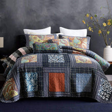 Load image into Gallery viewer, NEWLAKE Bedspread Quilt Set with Real Stitched Embroidery, Paisley Grid Pattern,Queen Size
