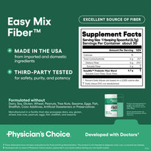 Load image into Gallery viewer, Physician's CHOICE Easy Mix Fiber for Digestive Health &amp; Regularity - No Grit, Sugar Free, &amp; Tasteless - Daily Prebiotic Soluble Fiber Powder Supplement for Women and Men - Unflavored - 7.1oz
