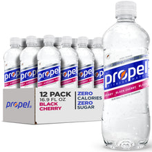 Load image into Gallery viewer, Propel, Black Cherry, Zero Calorie Sports Drinking Water with Electrolytes and Vitamins C&amp;E, 16.9 Fl Oz (12 Count)
