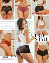 Load image into Gallery viewer, READY TO LOVE Sexy Women's Underwear Lace Shorts V Waist Breathable Cheeky Panties Fashion Underwear for Workout Gym Athletic Active Wear

