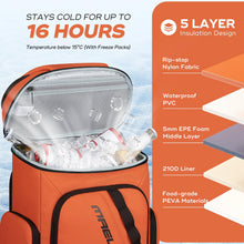 Load image into Gallery viewer, Maelstrom Backpack Cooler,36 Can Cooler Backpack,Soft Cooler Bag Insulated Leakproof,Lightweight Ice Chest Backpack,Travel Cooler Lunch Backpack for Camping,Hiking,Beach,Orange
