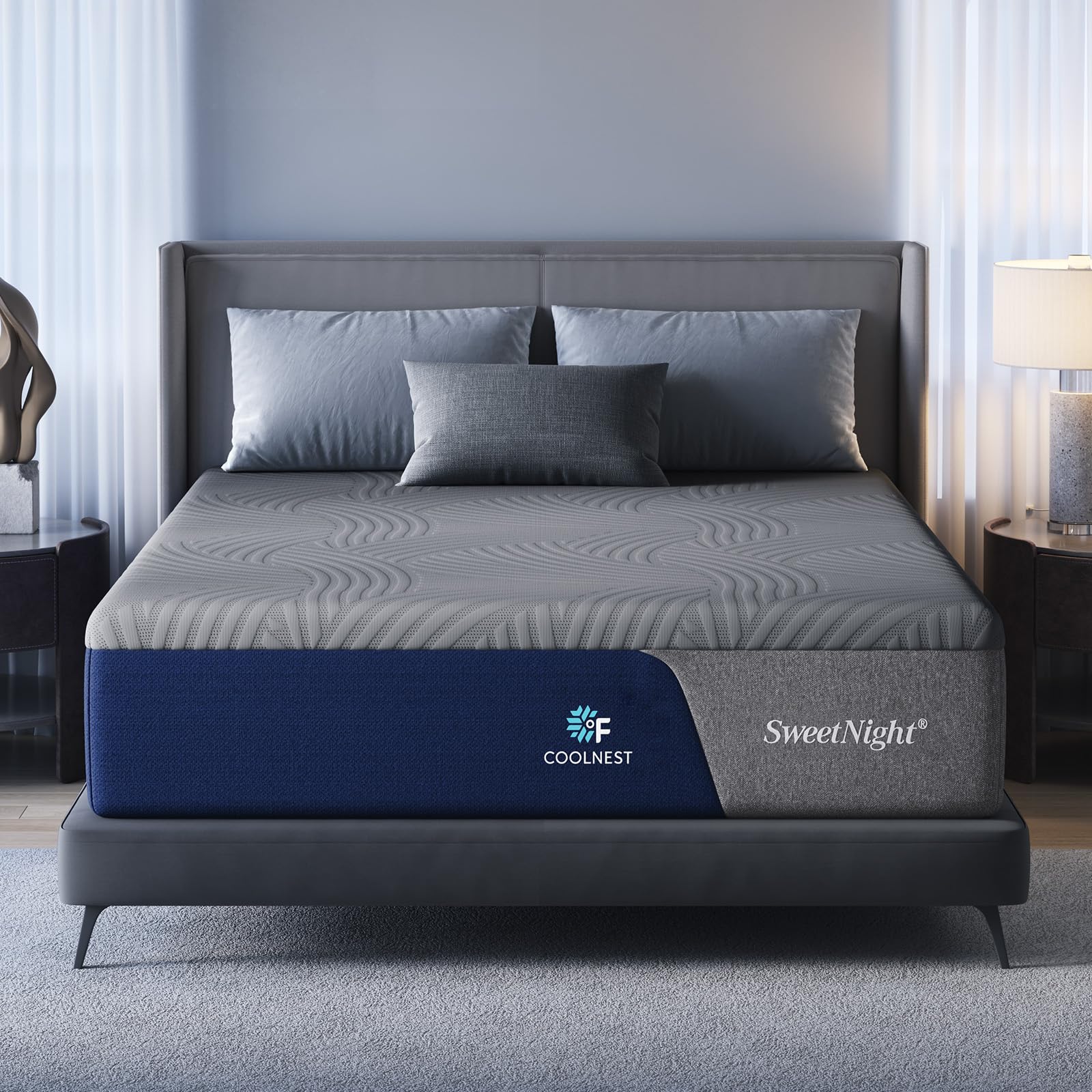 Load image into Gallery viewer, Sweetnight CoolNest 14 Inch King Size Mattress, Cooling King Memory Foam Mattress for Cool Night Sleep, 5-Zone Ergo Support for Pressure Relief, Medium, CertiPUR-US Certified