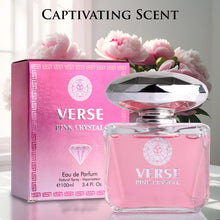 Load image into Gallery viewer, Verse Pink Crystal Eau De Parfum for Woman - Top Notes of Pomegranate, Yuzu &amp; Iced Accord - Base Notes of Peony, Lotus, Magnolia, Amber, Musk &amp; Mahogany - Floral &amp; Fruity Scent - Elegant 100ml Bottle

