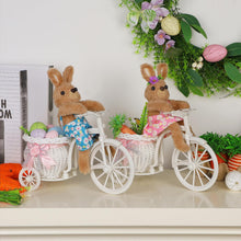 Load image into Gallery viewer, Juegoal Set of 2 Easter Tabletop Decorations Bunny Couple, 10" Rabbits Ride Bike, Cute Animal Figurine Gift, Easter Basket Filler Spring Home Kitchen Room Ornament
