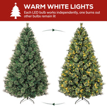 Load image into Gallery viewer, Hykolity 6 ft Prelit Christmas Tree, Artificial Christmas Pine Tree with 350 Warm White LED Lights, 1016 PVC Branch Tips &amp; Needles, Metal Stand and Hinged Branches
