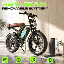 Load image into Gallery viewer, TS TST GRP LLC Electric Bike for Adults, Peak 1500W Motor Retro Ebike, Range 65Miles, 48V 15Ah Removable Battery, 20"x4" Fat Tires, Full Suspension, Off-Road E Bike for City Commuting

