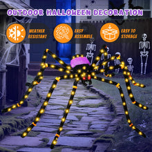Load image into Gallery viewer, 5.5FT Giant Spider Halloween Decorations with 100LED, Pre-Lit Scary Spider
