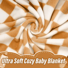 Load image into Gallery viewer, GreatBba Plush Checkered Baby Blanket,30 x 40 Inch Fleece,Orange White
