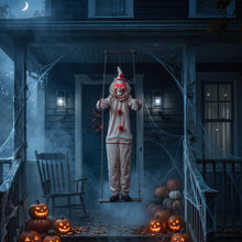 Load image into Gallery viewer, MACLLYN Halloween Decorations Outdoor，Scary Hanging Swinging Clown Props Sound &amp; Lighted Eyes，Halloween Outside Ghosts for Haunted House Yard Porch, Party Decor

