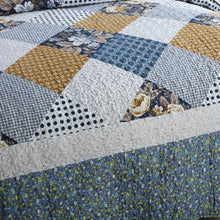Load image into Gallery viewer, NEWLAKE Quilt Bedspread Sets-Checkered Floral Reversible Coverlet Set,Queen Size
