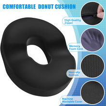 Load image into Gallery viewer, BlissTrends Donut Pillow Seat Cushion,Donut Chair Cushions for Postpartum Pregnancy &amp; Hemorrhoids,Tailbone Pain Relief Cushion,Memory Foam Lifting Cushions for Office&amp;Home Chairs (Black)
