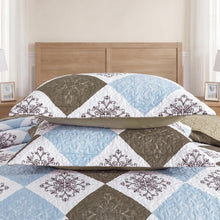 Load image into Gallery viewer, NEWLAKE Quilt Set Queen Size, Bedspread Sets Dusty Blue Floral, Quilt Bedding Set Lightweight and Breathable for All Seasons, Soft Quilted Bedspread with 2 Pillow Shams

