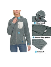 Load image into Gallery viewer, Little Donkey Andy Women's Lightweight Warm Polar Fleece Running Jacket Hooded Full-Zip Thermal Coat Hiking Travel Casual Green M

