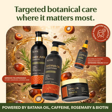 Load image into Gallery viewer, Nuani Batana Oil Shampoo and Conditioner Set (16 fl oz / 470 ml) with Rosemary &amp; Caffeine | Includes Deep Mask, Hair Oil &amp; Silicone Scalp Massager | Sulfate-Free, Paraben-Free for Fuller-Looking Hair.
