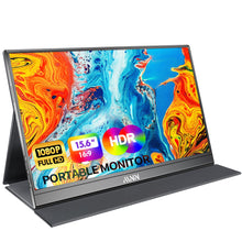 Load image into Gallery viewer, MNN Portable Monitor 15.6inch FHD 1080P USB C HDMI Gaming Ultra-Slim IPS Display w/Smart Cover &amp; Speakers,HDR Plug&amp;Play, External Monitor for Laptop PC Phone Mac (15.6'' 1080P)
