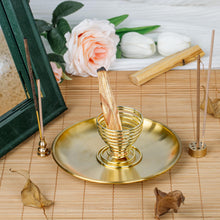 Load image into Gallery viewer, ZenBless 5 in 1 Incense Burner, Palo Santo Holder, Sage Holder, Incense Holder for Incense Sticks/Coil Incense/Incense Cones, 5.5 inches Brass Ash Catcher for Meditation Yoga Room
