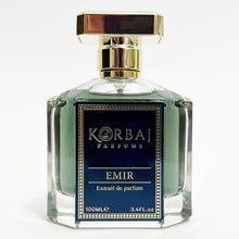 Load image into Gallery viewer, KORBAJ PARFUMS Emir - Arabian Perfume for Women, Eau de Parfum Men with with Sicilian Orange, Calabrian Bergamot - White Musk, Vanilla, Amber and Fruity Notes100ml
