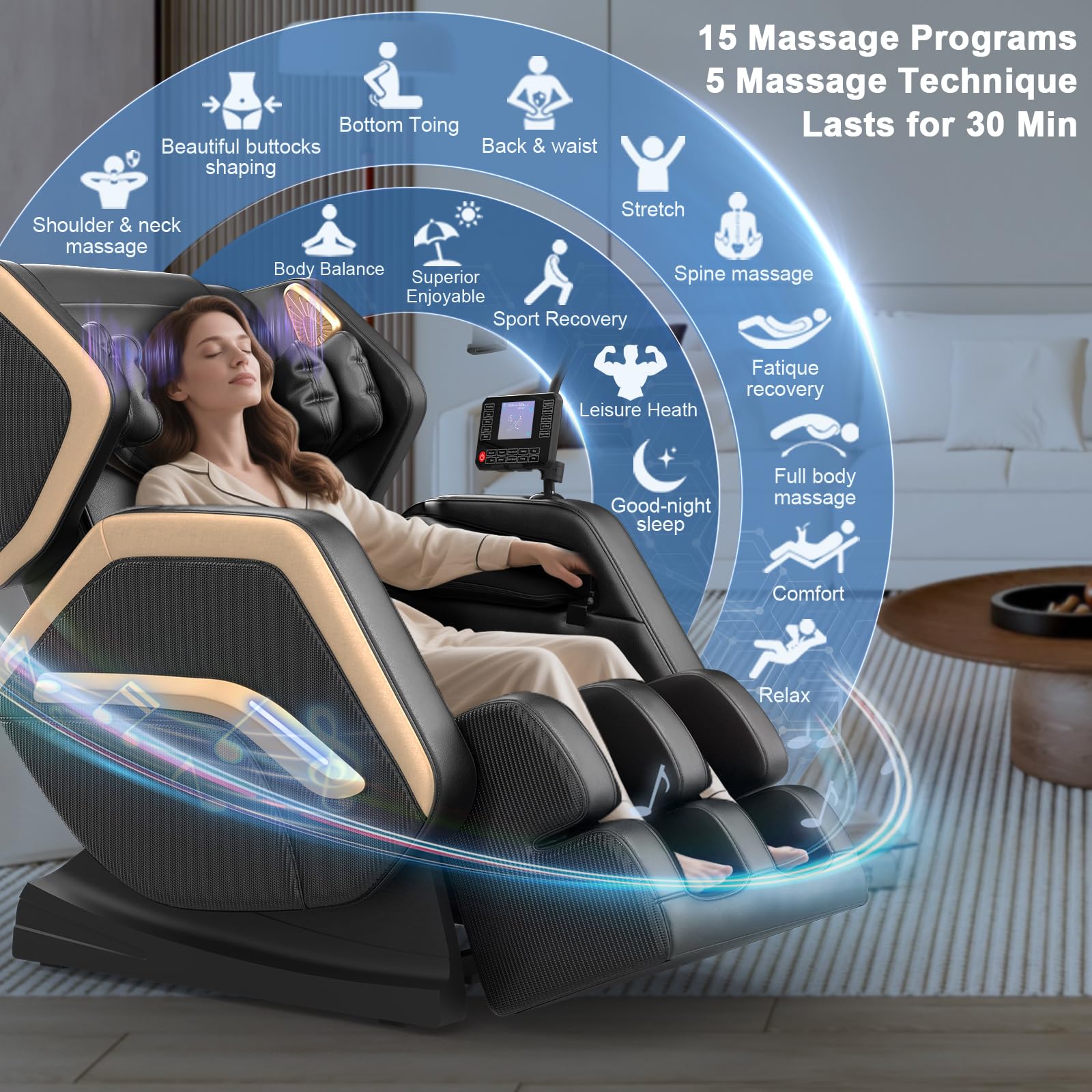 Load image into Gallery viewer, NAGLIFOR Massage Chair Full Body, Zero Gravity Massage Chair 2026 for Back Fatigue with 10 Fixed Rollers, Heating, Airbags, Phone Controller, Bluetooth Speaker, Nightlights for Living Room, Bedroom