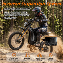 Load image into Gallery viewer, HAPPYRUN G18pro Electric Dirt Bike for Adults – 4500W Peak Motor, 60V 35Ah Battery, 38 mph Top Speed, 75 Mile Range, 5-Level Speed Control, Full Suspension, Hydraulic Brakes, 19″/17″ Off-Road Tires
