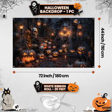 Load image into Gallery viewer, KatchOn, XtraLarge Spooky Halloween Backdrop - 72x44 Inch | Halloween Banner for Pumpkin Halloween Decorations | Halloween Photo Backdrop | Halloween Pumpkin Banner for Halloween Party Decorations
